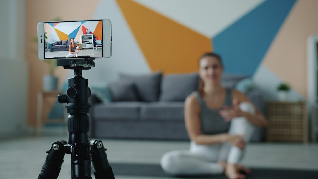 Female live streaming instructor portrait
